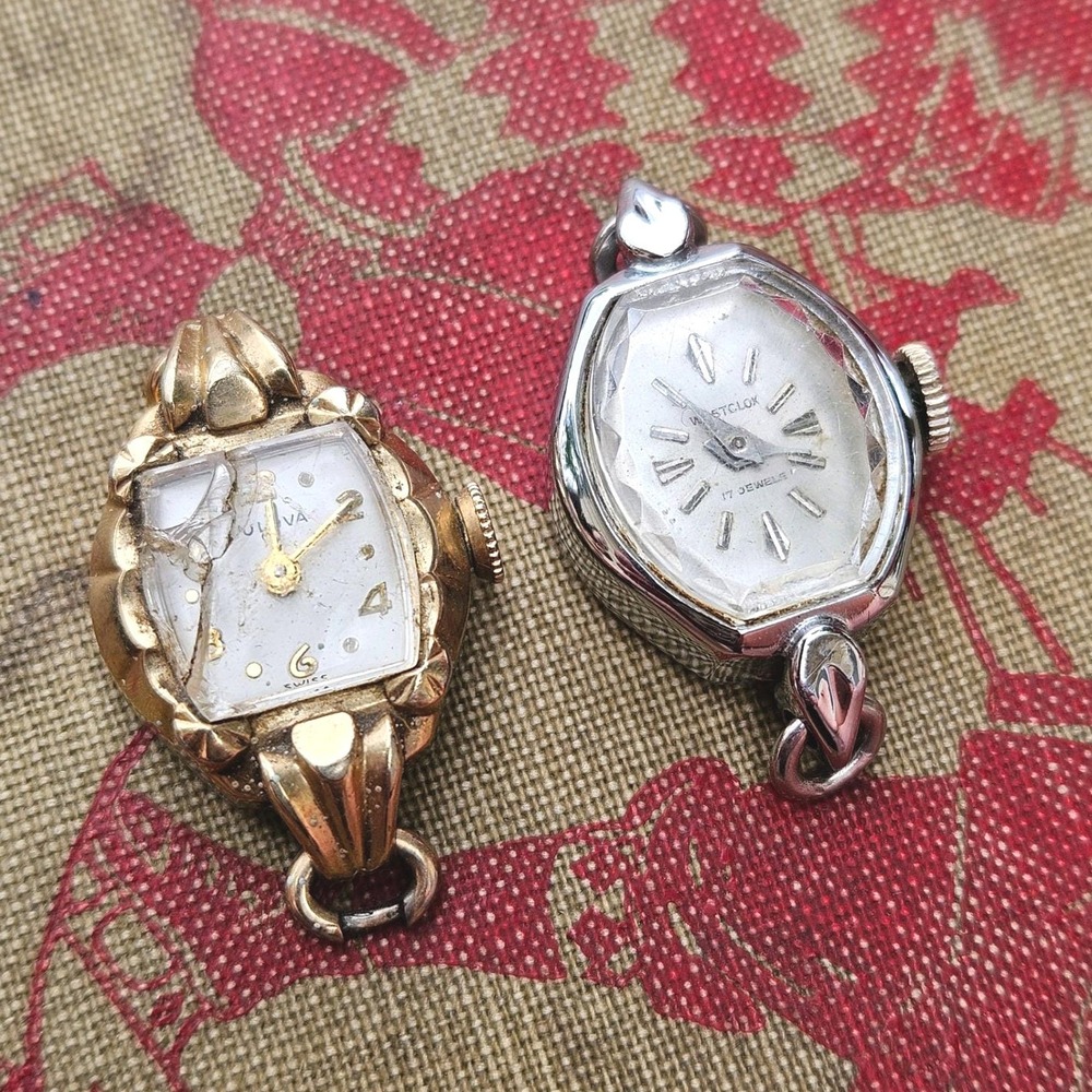 Vintage Bulova 10K RGP & Westclox 17 Jewels Watch Head Lot for Parts Repair